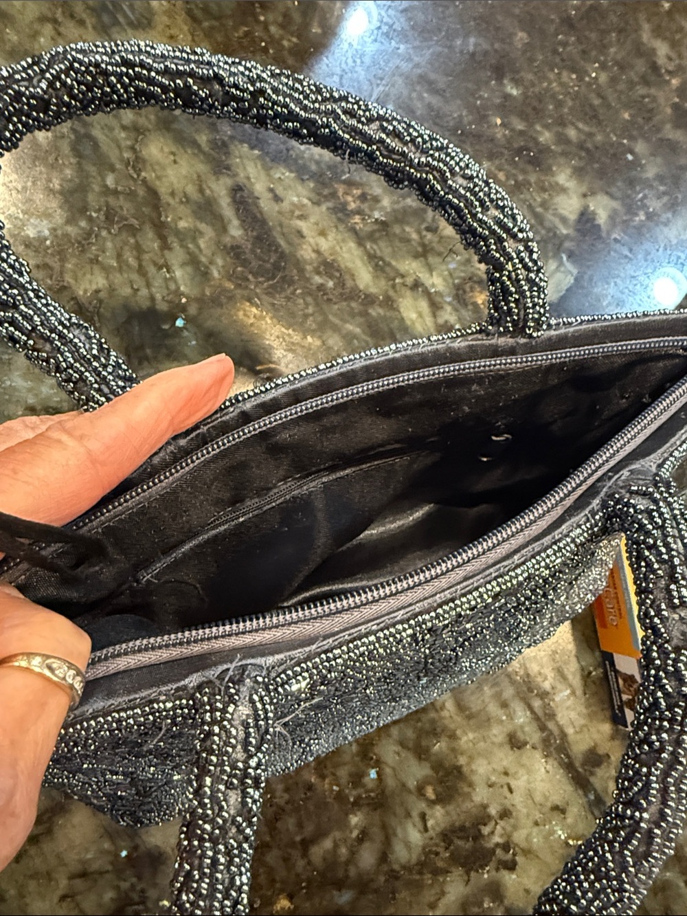 Vintage Blue Beaded Evening Bag - Picture 11 of 14